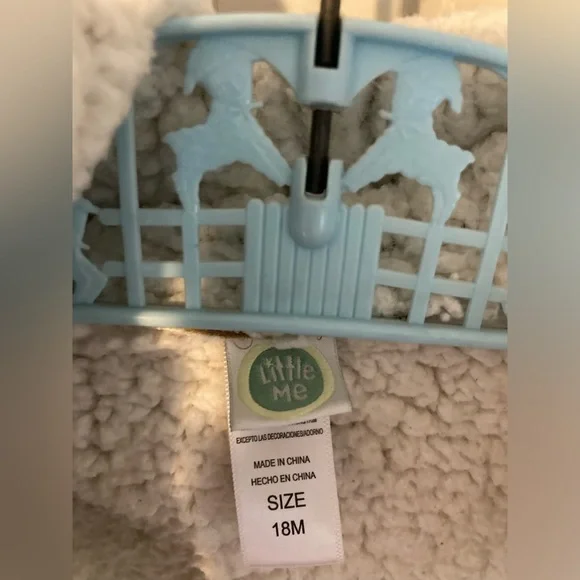 Little Me Girls Tan Suede Jacket Coat Floral Fleece Hoodie Zipper 18M Warm - Picture 6 of 12